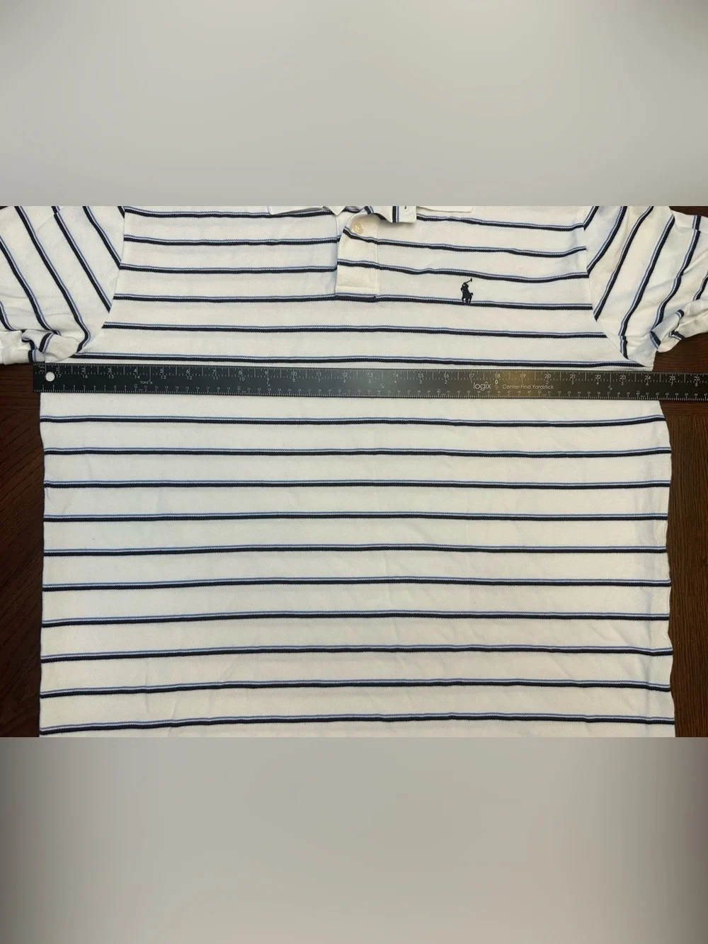 Polo by Ralph Lauren White Polo Shirt with Navy Stripes